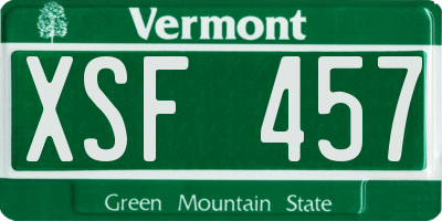 VT license plate XSF457