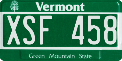 VT license plate XSF458