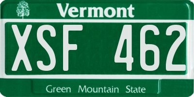 VT license plate XSF462