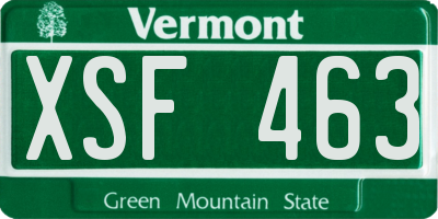 VT license plate XSF463