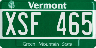VT license plate XSF465