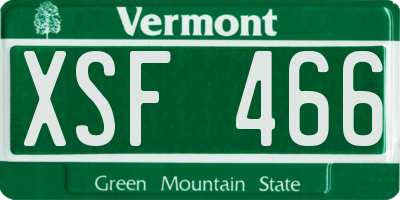 VT license plate XSF466