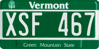 VT license plate XSF467