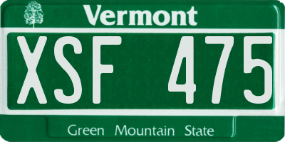 VT license plate XSF475