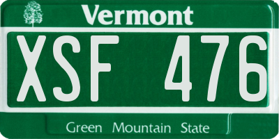 VT license plate XSF476