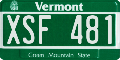 VT license plate XSF481
