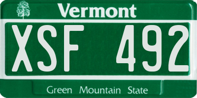 VT license plate XSF492