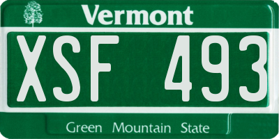 VT license plate XSF493