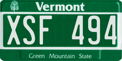 VT license plate XSF494