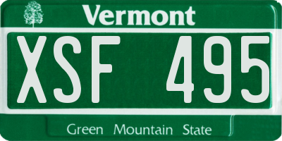 VT license plate XSF495
