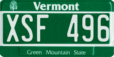 VT license plate XSF496