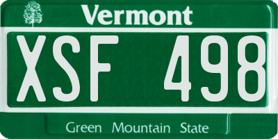 VT license plate XSF498
