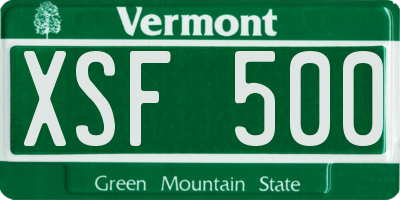 VT license plate XSF500
