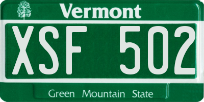 VT license plate XSF502
