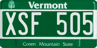 VT license plate XSF505