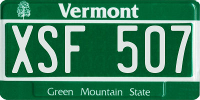 VT license plate XSF507