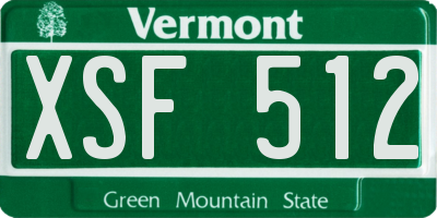 VT license plate XSF512