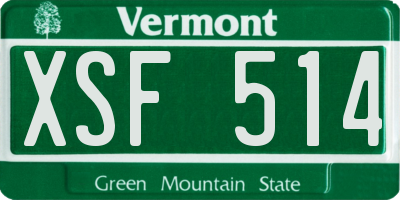 VT license plate XSF514