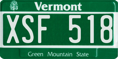 VT license plate XSF518