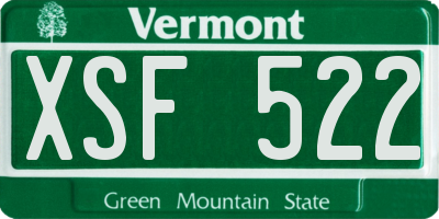 VT license plate XSF522