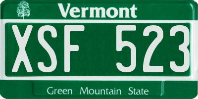 VT license plate XSF523
