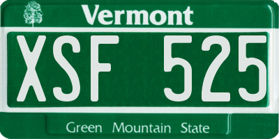 VT license plate XSF525