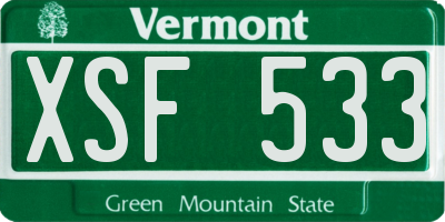 VT license plate XSF533