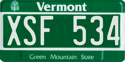 VT license plate XSF534