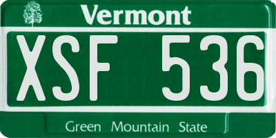 VT license plate XSF536