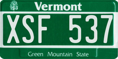 VT license plate XSF537
