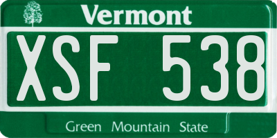 VT license plate XSF538