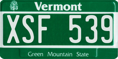 VT license plate XSF539