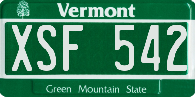 VT license plate XSF542