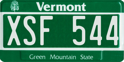 VT license plate XSF544