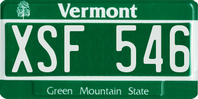 VT license plate XSF546