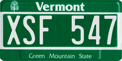 VT license plate XSF547