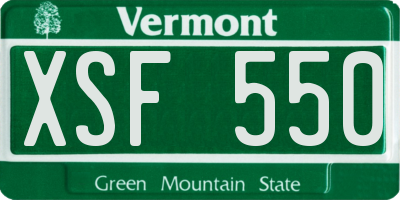 VT license plate XSF550