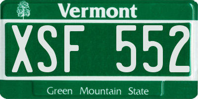 VT license plate XSF552