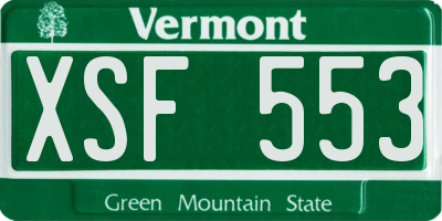VT license plate XSF553