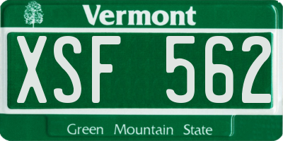 VT license plate XSF562