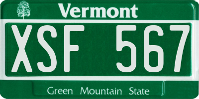 VT license plate XSF567