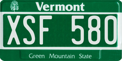 VT license plate XSF580