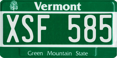 VT license plate XSF585
