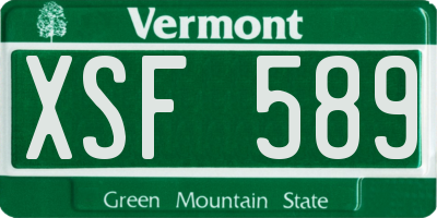 VT license plate XSF589