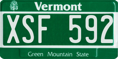 VT license plate XSF592