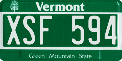 VT license plate XSF594