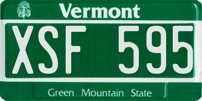 VT license plate XSF595