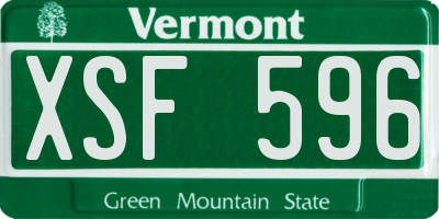 VT license plate XSF596