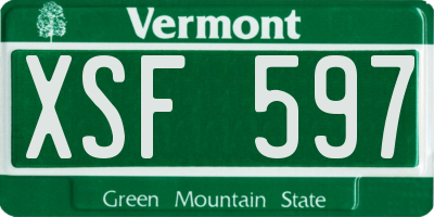 VT license plate XSF597