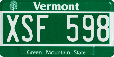 VT license plate XSF598